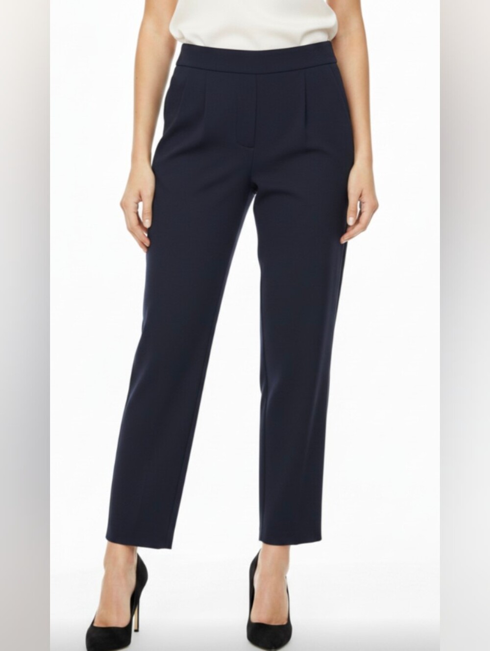 NWOT! LOFT! NAVY BLUE STRETCH TAILORED CASUAL PANTS, SLACKS, MIDRISE! SZ S